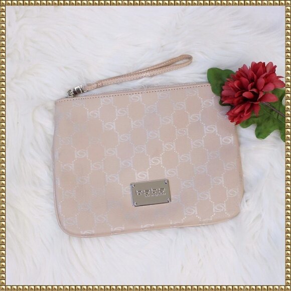 Bebe Alexis Pink Wristlet Silver Tone Clutch - Picture 1 of 10